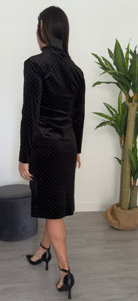 VESTITO VELLUTO CON STRASS NERO