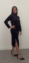VESTITO VELLUTO CON STRASS NERO