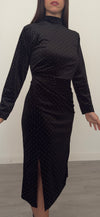 VESTITO VELLUTO CON STRASS NERO