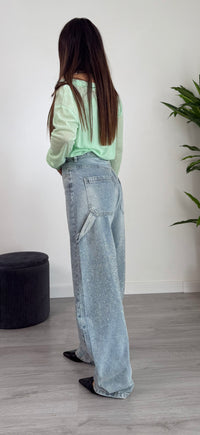 JEANS SLOUCHY STRASS